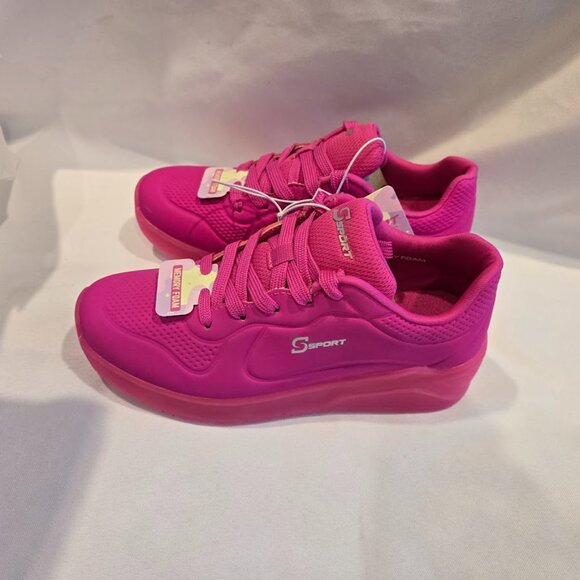Skechers S Sport Conny Sneakers - Bright Pink- Girls size 1- NEW - Picture 1 of 4